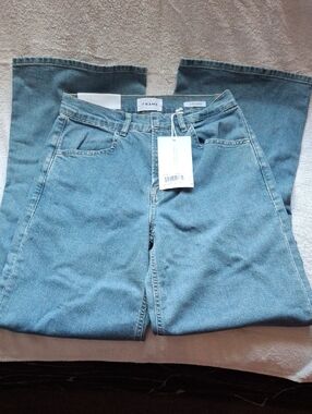 Frame Denim Wide-Leg High-Rise Jeans Light Blue Sz 27 Luxury NWT Le Slim Palazzo